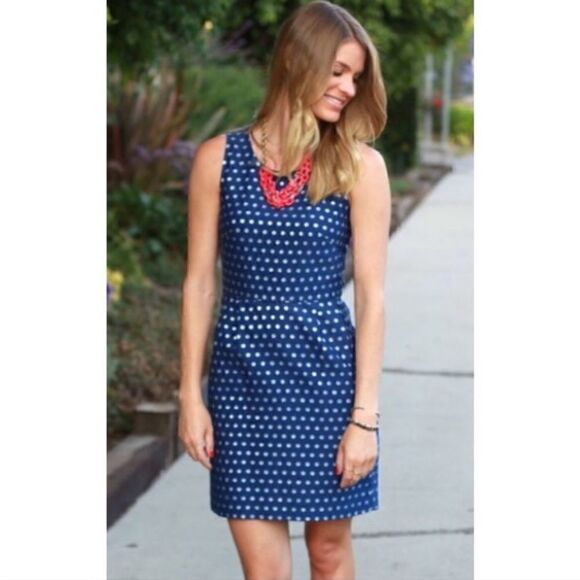 J. Crew Sparkle Polka Dot Dress in Blue and Silver - Picture 6 of 14